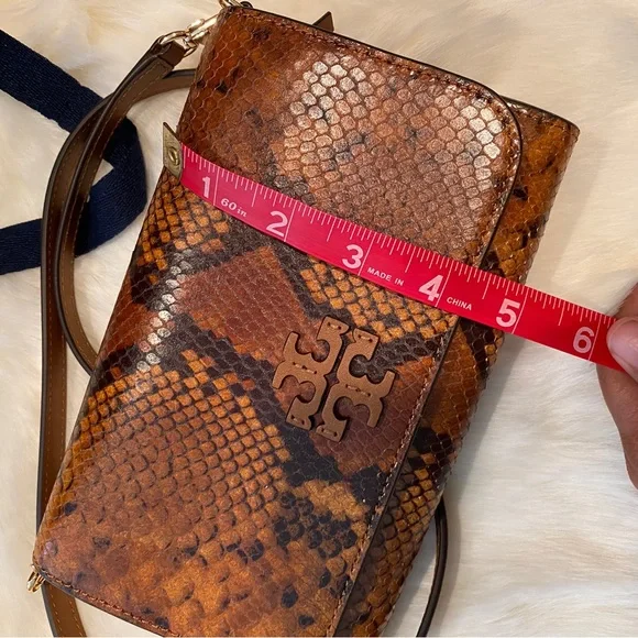 Tory Burch Thea embossed exotic flat wallet crossbody - Picture 7 of 12